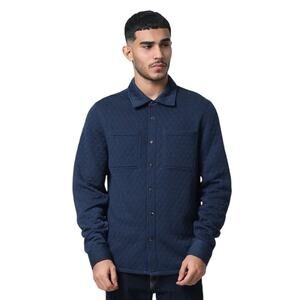 Quieti regular fit Navy diamond Quilted Jacquard shirt jacket size XXL